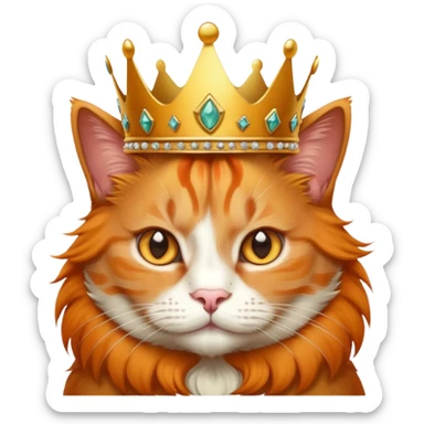 Orange cat wearing a crown sticker