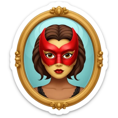 Killer on mask on fancy mirror behind woman sticker