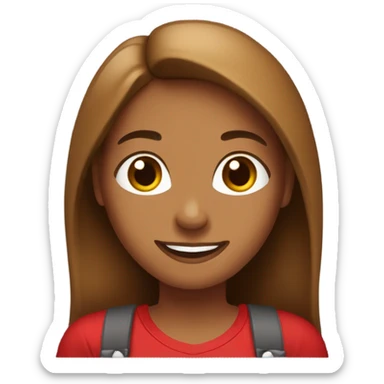 Light brown woman with long brown  hair with a red happy Valentine’s Day t-shirt sticker