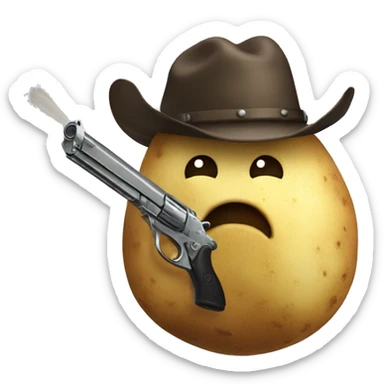 Potato with a gun sticker