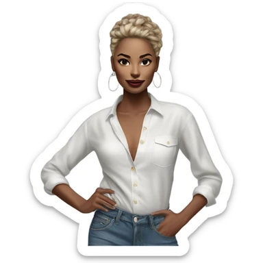 Hyper Realistic beautiful high fashion model striking a pose sticker