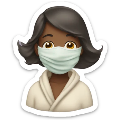 Girl doing a mask, wearing a towel sticker