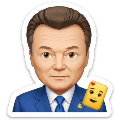 realistic emoji-style headshot of Viktor Yanukovych, Ukrainian ex-president, with his signature hairstyle and facial features, iPhone emoji style sticker