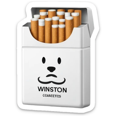 pack of cigarettes with text on it "Winston" sticker