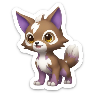 Cute cool brown white purple animal hybrid Fakemon full body sticker