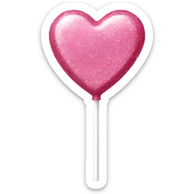 Pink heart shaped lollipop with glitter  sticker