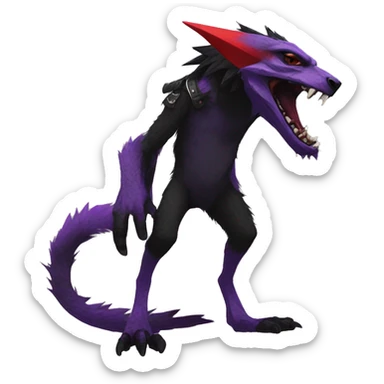 Black and purple and red edgy punk vernid-sergal full body sticker