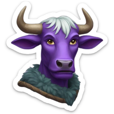 purple-skinned cow-ear firbolg man sticker