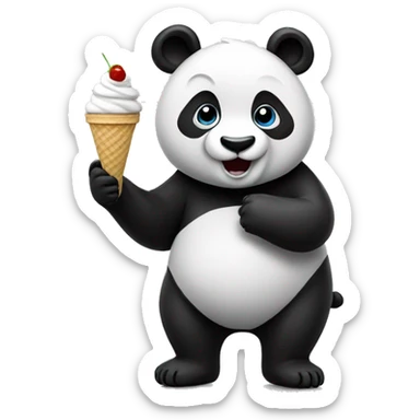 Panda eating ice cream sticker