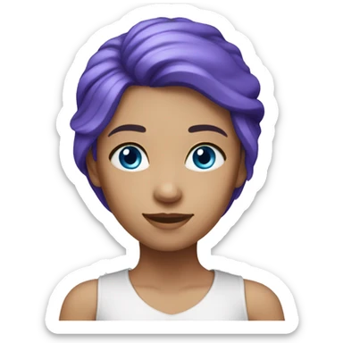 girl (long hair) (purple hair) (blue eyes) (fair skin)  sticker