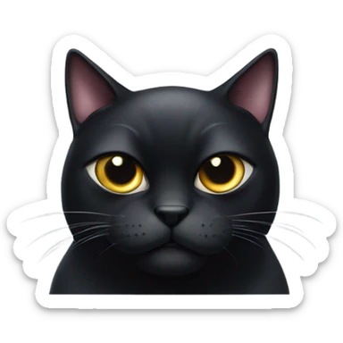 fat black cat with eyes too big for its head bulging eyes  sticker