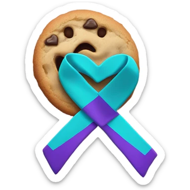 Purple teal Suicide awareness ribbon, heart cookie sticker