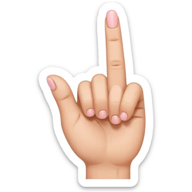 Hand with only middle finger, thumb, and pinky sticking out. The ring and index fingers down sticker