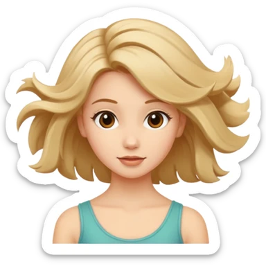 Girl twirling hair flirtatiously sticker