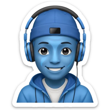 Avatar rapper with headphones blue character  sticker