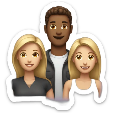 4 people, one man and three women sticker