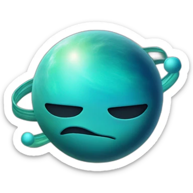 planet Neptune with a cartoon saluting face sticker
