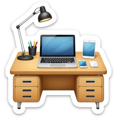 an empty desk from top to bottom sticker