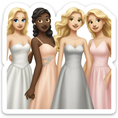 a group of white girls in prom dresses sticker