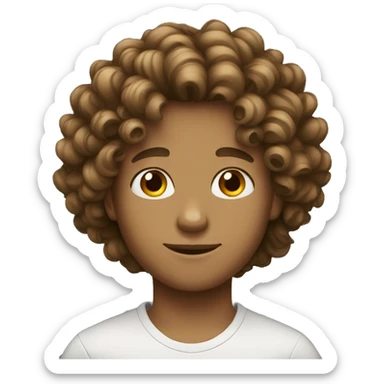 Boy with long curly hair brown  sticker