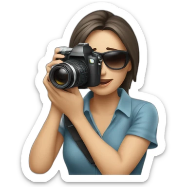 Paparazzi mujer con su cámara tomando foto sticker