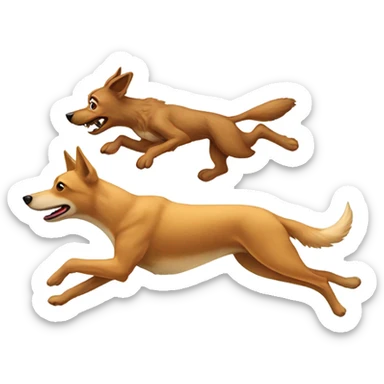 Dog being chased by coyote sticker