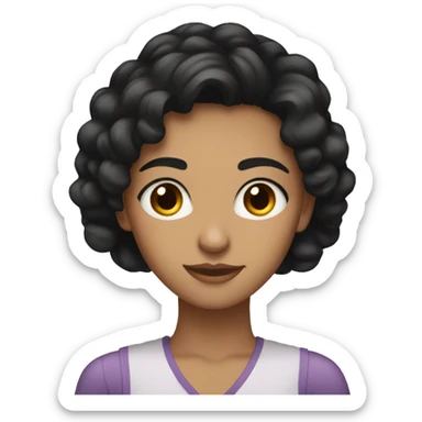 black hair fair skin brown eyes woman in 20s productive sticker