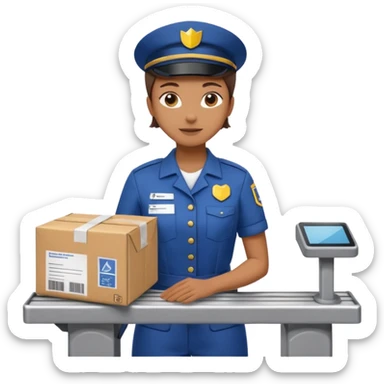 sorting clerk at conveyor  in postal crew sticker