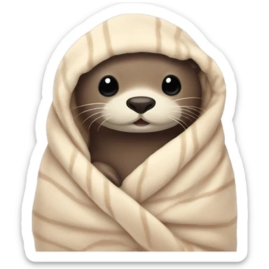 otter cozy in blanket sticker