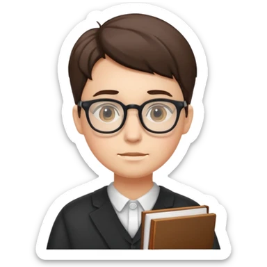 avatar depicting a person with glasses, often used to represent a "nerd" or student character. sticker