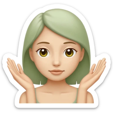 Minimal wellness emoji representing tighter skin and firmness,
subtle lifting effect, smooth contours, calm and natural,
no beauty or cosmetic symbols, soft sage green color palette sticker