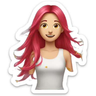girl-long-straight-rosered-hair-throwing-confetti sticker