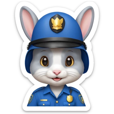 cute Rabbit police, blue uniform including helmet of uniform sticker