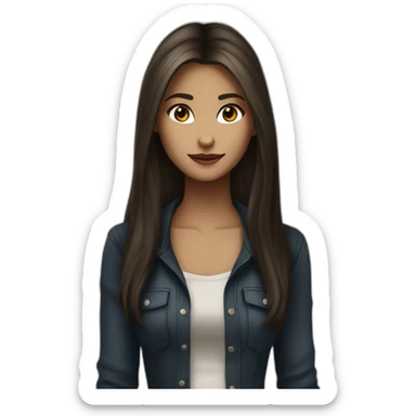 Elena Gilbert un vampire diares with long hair and a ribbed button-down t-shirt sticker