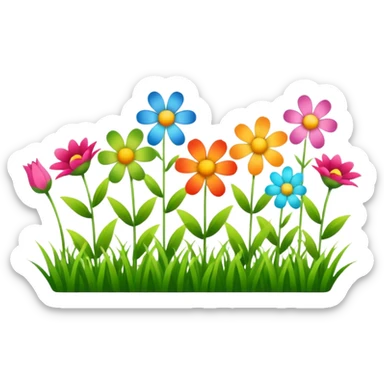 a row of flowers and grass extended far sticker