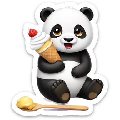 Panda eating ice cream sticker