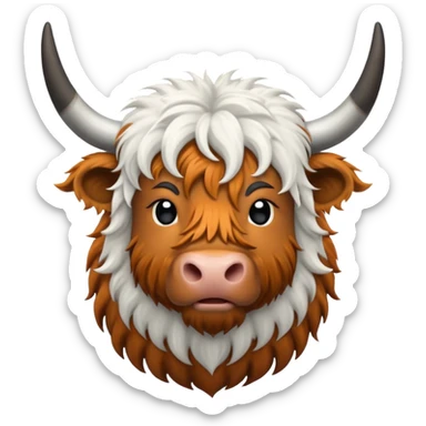 black and white highland cow sticker