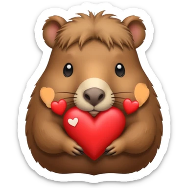 Capibara tierno con un corazón sticker