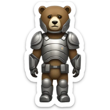 Un oso robótico imponente con una armadura protectora sticker