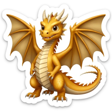 A beige dragon in the style of Game of Thrones, facing the lens with its wings spread. sticker