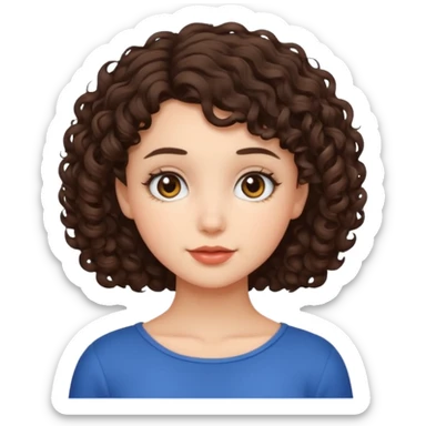 an emoji that describes a cute short curly hair brunette girl sticker