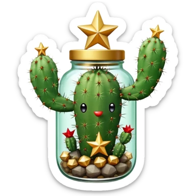 Cactus holding an overturned jar Christmas tree sticker
