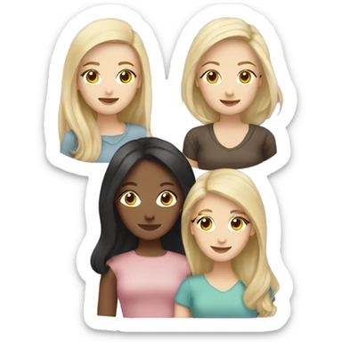 Three female best friends one asian one brunette one blonde sticker