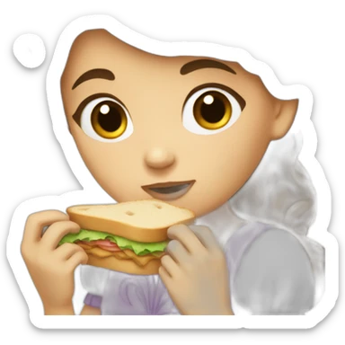 Princess Brown Hair eating a sandwich  sticker