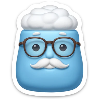 blue marshmallow with mustache and glassess, just marshmallow sticker