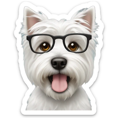 west highland white terrier with black glasses sticker