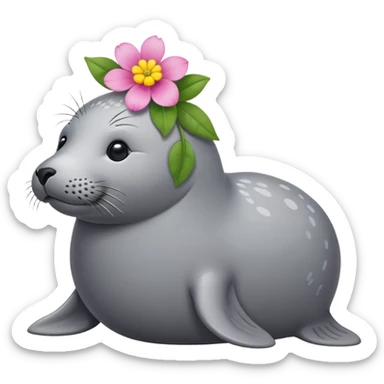 Grey Seal should not be fat on the beach with the flower pin on the head sticker