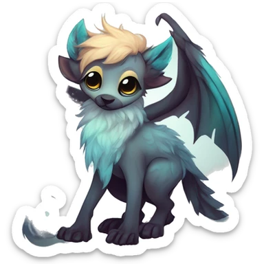 cute Kawaii edgy ethereal shy epic fantasy animal fursona Fionbri creature by griffsnuff & LiLaiRa & Falvie with exotic colors full body sticker