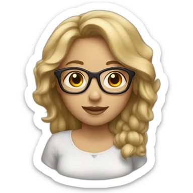 girl, aunt, dirty blond hair, glasses sticker