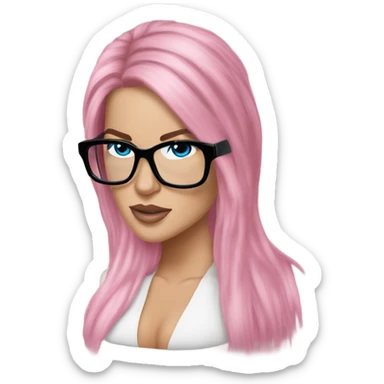 Photo Realistic khloe kardashian stylish pink hair BLUE eyes and glasses elegant  sticker
